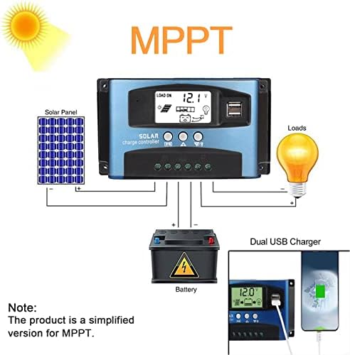 Solar Şarj Regülatörü, MPPT Solar Şarj Regülatörü 12v/24v Akım Otomatik Odaklama LCD Ekranlı MPPT İzleme Şarjı Çift