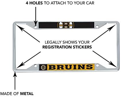 Boston Bruins Takımı NHL Ulusal Hokey Ligi Arabanın Önü veya Arkası için Metal Plaka Çerçevesi Resmi Lisanslı (Yakından)