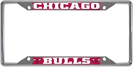 FANMATS 14847 Chicago Bulls Krom Metal Plaka Çerçevesi, Takım Renkleri, 6,25 inç x 12,25 inç