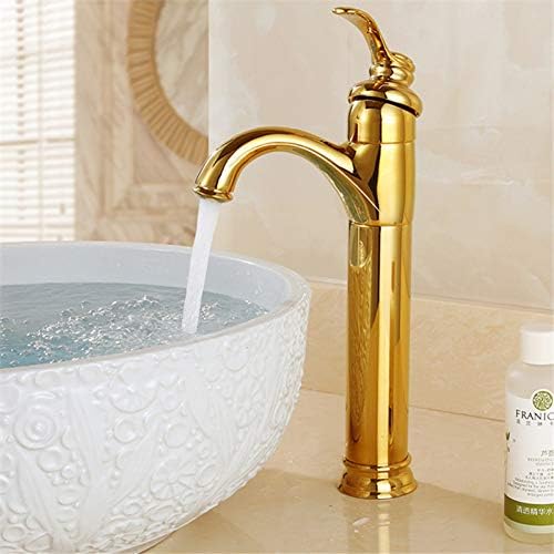 Banyo Havzası Musluk Altın Bitmiş Pirinç lavabo musluğu Tek Kolu Tek Delik Sıcak ve Soğuk Su musluk bataryası Güverte
