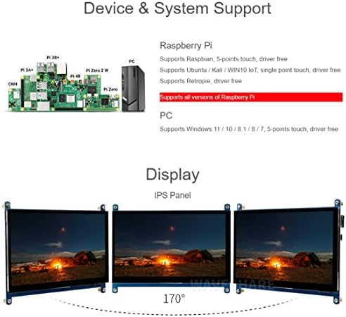 waveshare 7 inç Kapasitif Dokunmatik Ekran LCD Ahududu Pi ile Uyumlu 4B/3B+/3A+/2B/B+/A+/Sıfır/Sıfır W/WH/Sıfır 2W