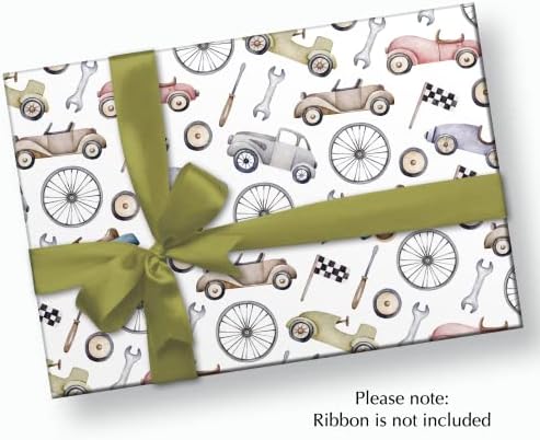 Stesha Parti Yarış Arabası doğum günü hediyesi Ambalaj Kağıdı-Katlanmış Düz 30x20 İnç-3 Yaprak