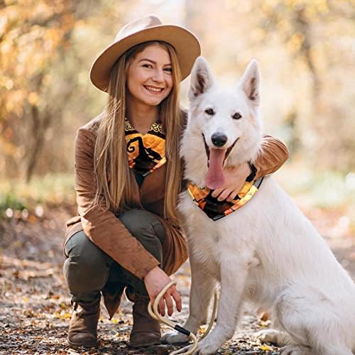 2 Paket Köpek Bandana Yıkanabilir Kare Köpek Eşarp Fular Köpek Önlükler Kız ve Erkek için Mutlu Cadılar Bayramı Kabak
