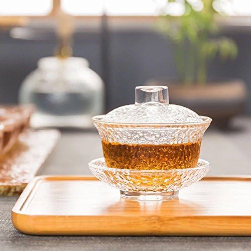 Asla Kral Kristal Gaiwan Çin Cam Gaiwan Geleneksel çay bardağı oluşan Fincan, fincan tabağı ve Kapak Sancai Wan Kasesi