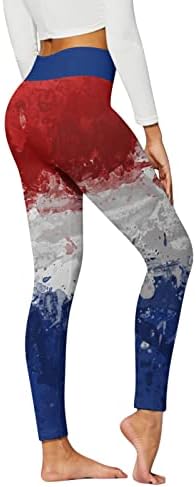 Kadınlar için Tozluk See-Through Yok Amerikan Bayrağı Baskı Streç egzersiz pantolonları Yüksek Belli Popo Kaldırma