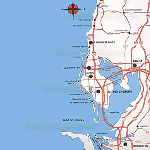Topspot Haritası N202 Tampa Körfezi Bölgesi Balıkçılık ve Rekreasyon Haritası Port Rickey'den Venedik'e