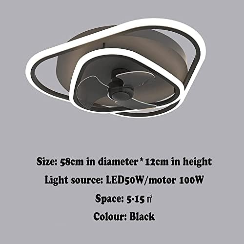 USMJQVZ LED Siyah Akrilik ışıklı tavan fanı, Görünmez Bıçaklı LED kısılabilir tavan aydınlatması Fan, Yarı Gömme Montajlı