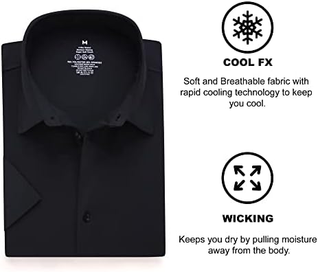 SAMERM Erkek Elbise Gömlek Kırışıklık Ücretsiz Nem Esneklik 8 Yönlü Yüksek Streç Süper Yumuşak Casual Düğme Aşağı