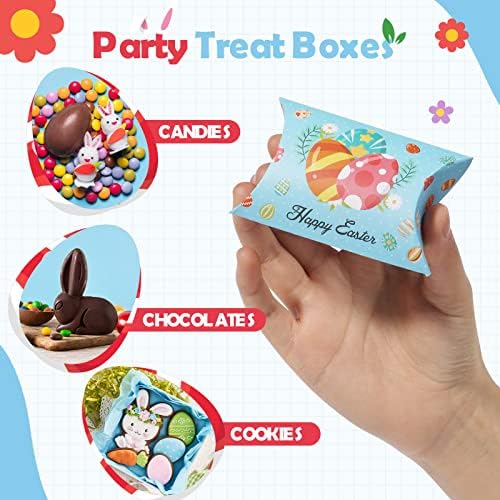 İSKYBOB 48 Parça Paskalya Küçük Hediye Kutuları, Mini Şeker Kutusu Kağıt Yastık Tedavi Kutuları Çikolata Çerez Hediyeler