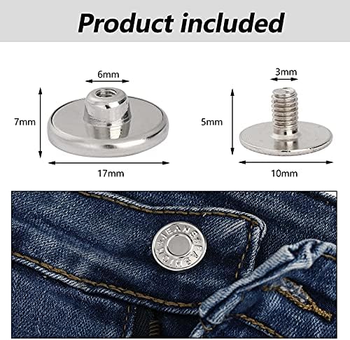 Kot Düğmesi Dikiş Yok Metal Anında Jean Düğmesi Pimleri Pantolon, Kot Pantolon, Kot Pantolon, Ceket için Perçinli