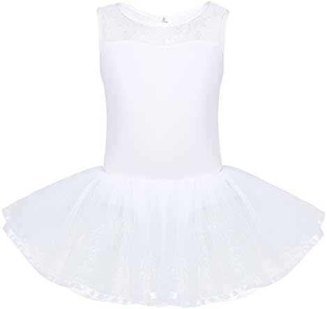 Mufeng Çocuk Kız Çiçek Dantel Bale Tutu Elbise Leotard Giyim Ruffled dans eteği Jimnastik Dans Kostümleri
