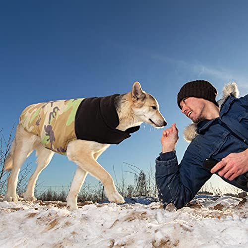 Kuoser Köpek Kışlık Mont, Kamuflaj Evcil Hayvan Ceketi, Tasma Delikli Rüzgar Geçirmez Rahat Polar Kar Yeleği, Açık