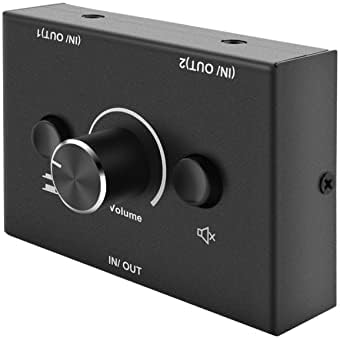 Qezodsx 3.5 mm 2 Giriş 1 Çıkış/1 Giriş 2 Çıkış ses değiştirici ses dağıtıcı kablosu Switcher Tek Anahtar Sessiz Düğmesi