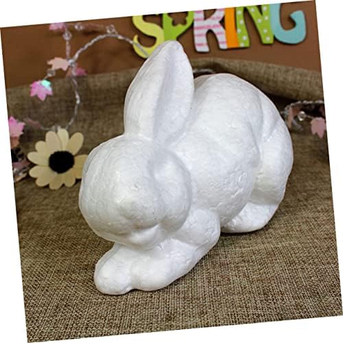 Abaodam 6 Adet Beyaz Embriyo Tavşan Doğuş Zanaat Beyaz Süsler Şekil Oyuncaklar Köpük Tavşanlar El Sanatları için Tavşan