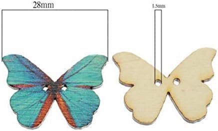 AKOAK 50 Adet Kelebek Ahşap Düğme Retro Antik Yollar Manuel Özel Kelebek Düğmesi Göz Kamaştırıcı Renk Süsleme Düğmesi