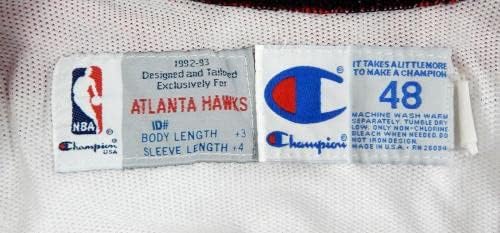 1992-93 Atlanta Hawks Jon Koncak 32 Kullanılan Oyun Beyaz Isınma Ceketi Pantolon 0-NBA Kullanılan Oyun