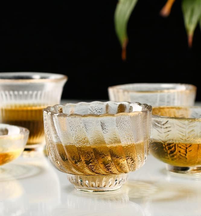 Rikyo 6 Adet Japon Sake seti, ısıya dayanıklı cam çay fincanı, Mini espresso bardakları, Kung Fu çay seti, Küçük Çin