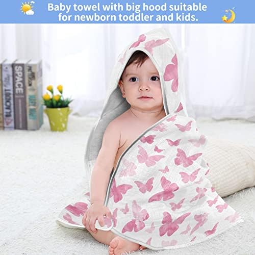 vvfelıxl Bebek Kapşonlu Havlu Pembe Kelebek Emici bebek havluları Pamuk Yumuşak banyo havlusu Bebek, Yürümeye Başlayan
