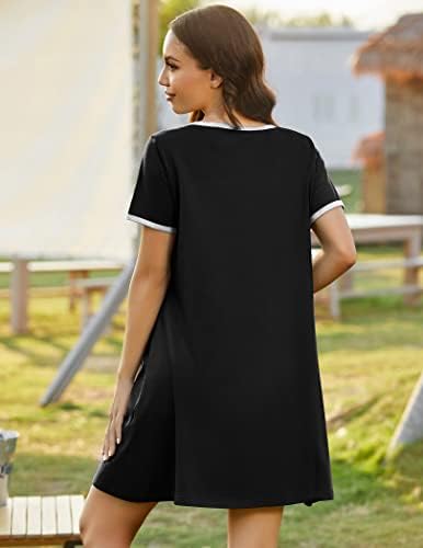 Ekouaer Kadın Fermuar Ön Ev Ceket Kısa Kollu Elbise Zip up Bornoz Kısa Gecelik Cepler ile