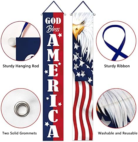 Deroro 4 temmuz Tanrı Korusun Amerika Vatansever Kartal Sundurma Afiş İşareti, Anma Günü Amerikan Bayrağı Yıldız Şerit