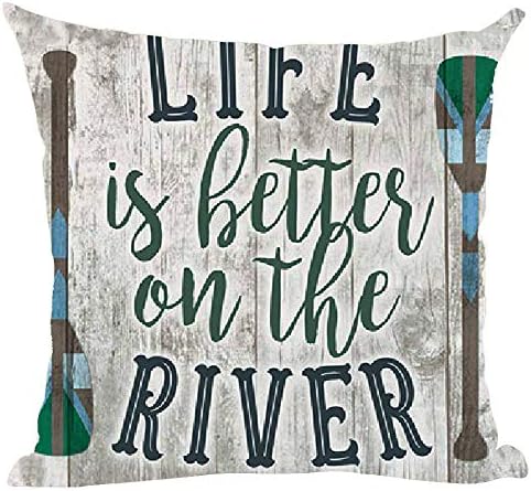 Ramirar Kelime Sanat Alıntı Hayat Nehir Üzerinde Daha İyidir Retro Kahverengi Arka Plan İlham Dekoratif Atmak Yastık