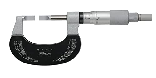 Mitutoyo 122-125-10 Bıçak Mikrometre, Dönmeyen Mil Tipi, 0-1 Aralık, ±0.00015 Doğruluk, 0.0001 Mezuniyet