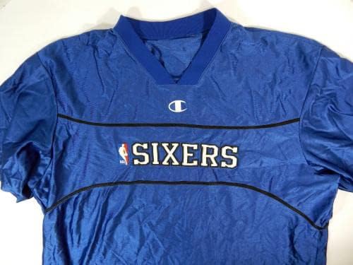 2001 Philadelphia 76ers Matt Geiger 52 Oyun Kullanılmış Mavi Atış Forması NBA Finalleri-NBA Oyunu Kullanılmış