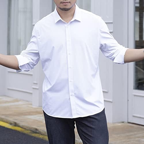 Erkek Büyük ve Uzun Boylu Düğme Aşağı Gömlek Düzenli Fit Uzun Kollu İş Gömleği Rahat Konfor Esnek Dimi Düğme Gömlek