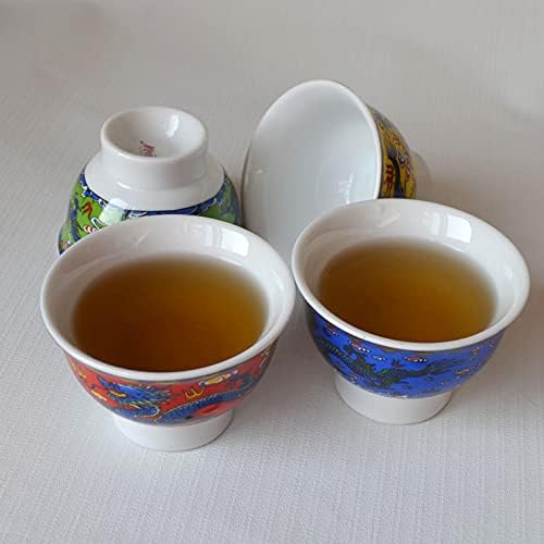 Çaydanlık Çin Porselen 12 oz Ejderha Paslanmaz Çelik Çay Fincanı Gevşek Çay için 4 adet Gongfu Demlik
