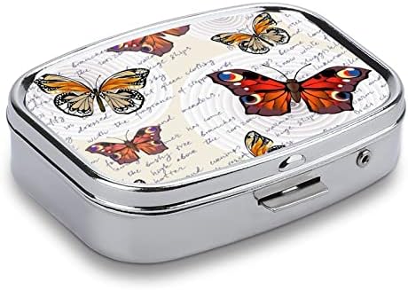 Hap Dağıtıcı Butterfliess Hap Kutusu Taşınabilir Metal Hap Kutusu Hapları/Vitamin/Takviyeleri/Balık Yağı 2.2x1. 6in
