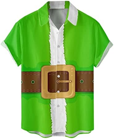 Aziz patrick Günü Erkek Düğme Aşağı Gömlek Kısa Kollu Rahat Plaj Üstleri Yeşil Grafik Artı Boyutu Bowling Gömlek