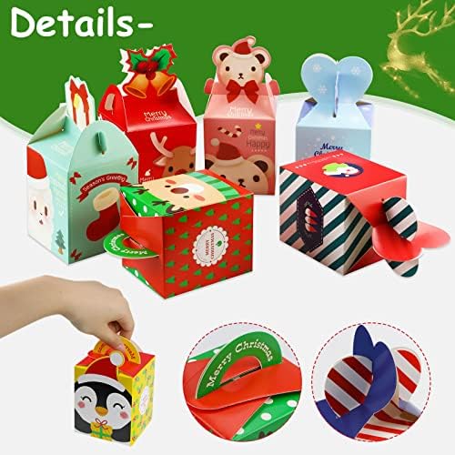 WYOMER 15 Paket Noel Kağıt Hediye Kutuları Goody Hediye Kutuları ile Yay Noel Davranır Parti İyilik
