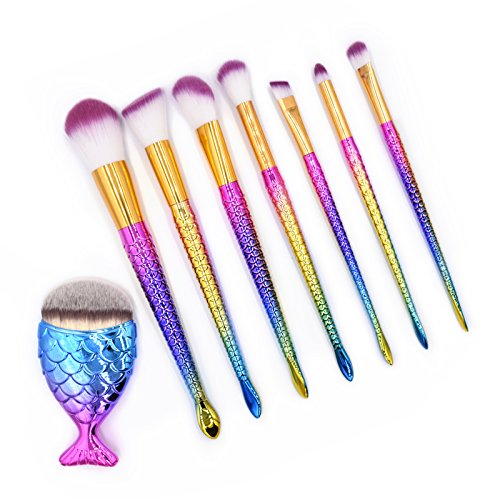 Dolovemk 8 Parça Makyaj Fırçalar Set Renkli Fishtail-şekilli Uygulamak için Fırçalar Pudra Fondöten Allık Şekillendirme