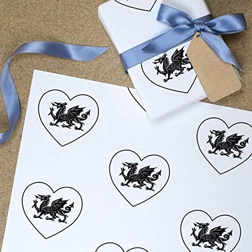 5 x A1 'Welsh Dragon Love Heart' Hediye Paketi / Ambalaj Kağıdı Sayfaları (GI00070280)