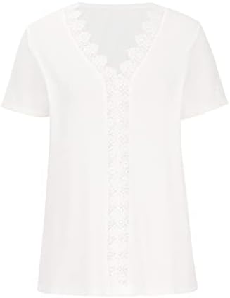 Bayan T Shirt Yaz Sonbahar 2023 Kısa Kollu Dantel Pamuk V Boyun Degrade Çiçek Grafik Üst T Shirt Bayanlar için GF