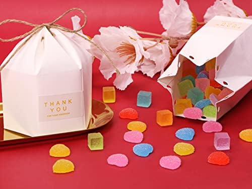 ONLYKXY 50 adet Düğün Şeker Kutuları 4x7x9 cm/1.57x2.75x3.54 inç Altıgen Beyaz Kraft Kağıt hediye Paketi Kutuları