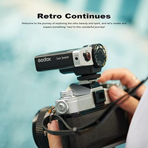 Godox Lux Junior Retro Kamera flaşı, GN12 Mini Flaş, 6000K±200K Renk Sıcaklığı,28mm Odak, Otomatik ve Manuel Modlar