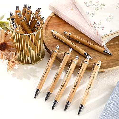 Gelin Duş Kalemler Bambu Geri Çekilebilir Tükenmez Kalem Düğün İyilik Toplu Bambu Kalem Ziyaretçi Defteri Kalemler