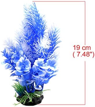 sürüngenler ve Amfibiler için uxcell ® Beyaz Mavi Plastik Bitki Süsleme Akvaryum Teraryum Dekorasyonu