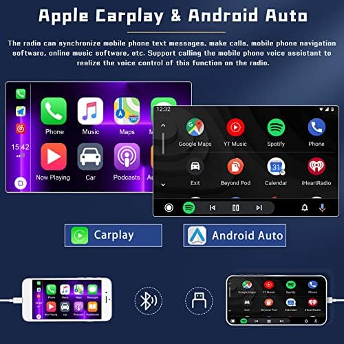 Tek Din Araba Stereo 5 inç Dokunmatik Ekran Bluetooth 5.1 Ses ile Apple CarPlay Android Oto Ayna Bağlantı FM Radyo
