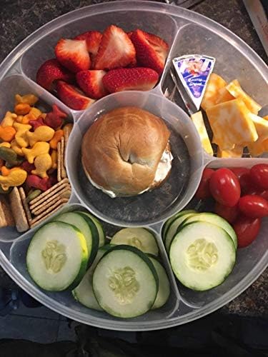 Zilpoo 2 Paket - Şeker ve Fındık Servis Kabı, Kapaklı Meze Tepsisi, 6 Bölmeli Yuvarlak Plastik Gıda Saklama Öğle Yemeği