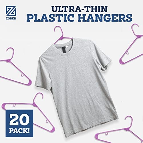 Zober Plastik Askılar 20'li Paket-Mont, Ceket ve Pantolon için Standart Elbise Askısı Seti-Günlük Kullanım için İnce