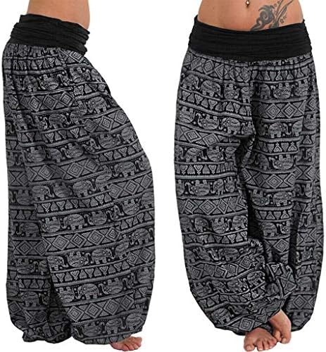 Ekose Pijama Pantolon Kadın Yüksek Bel Çiçek Baskı Pijama Cepler İpli Salonu Joggers Atletik Yoga Pantolon