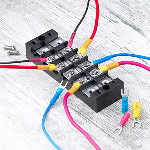 Wirefy 130 PCS ısı Shrink çatal konnektörler 8-deniz sınıf çatal terminalleri-maça çatal tel konnektörler-mavi 16-14