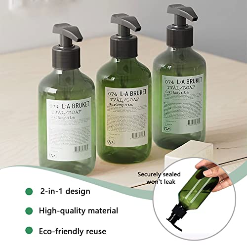 3 ADET El sabunu dispenseri pompa şişesi Emülsiyon Doldurulabilir Plastik pompa şişesi 500ML / 17oz Losyon Vücut Sabunu