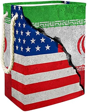 İran Amerika Bayrağı Çamaşır Sepeti Kolları İle Büyük Katlanabilir Sepet saklama kutusu, Çocuk Odası, ev düzenleyici,