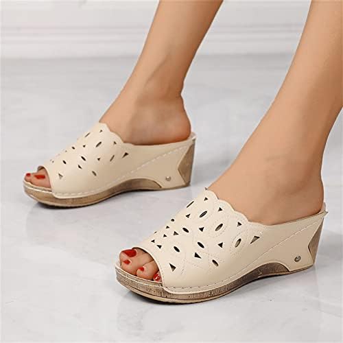 YUHAOTIN Sonbahar Sandalet Kadın Sandalet Beyaz İnek Derisi Dokuma Taban Platformu Kama Resort Sandalet Kalın Tabanlı