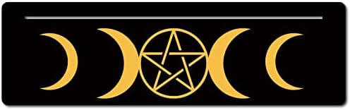 GORGECRAFT 10x3 İnç Ahşap Tarot Kartı Standı Siyah Dikdörtgen Şekilli Tarot Kartı Ay ve Pentagram Desen Sunak Ekran