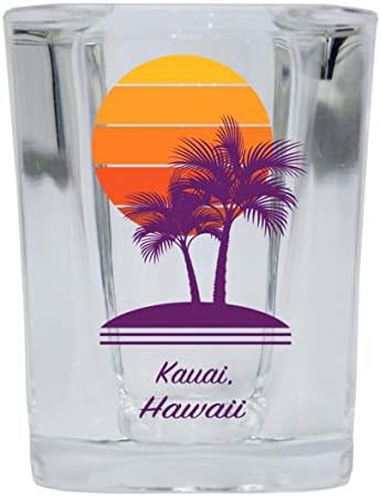 R ve R İthalatı Kauai Hawaii Hatıra 2 Ons Kare Atış Cam Palmiye Tasarımı