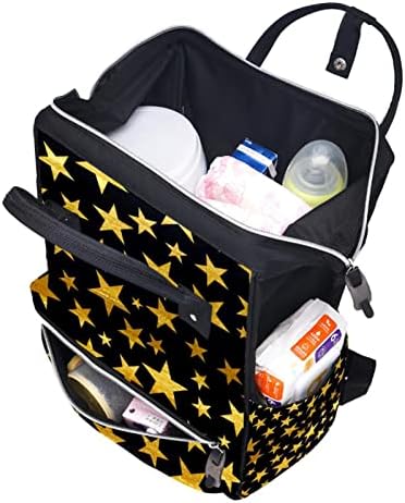 Siyah Arka Plan ile Altın Yıldız Desen bebek bezi çantası Sırt Çantası Bebek Bezi Değiştirme Çantaları Çok Fonksiyonlu